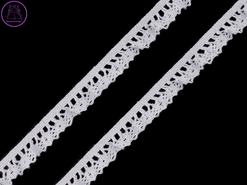 Bavlněná krajka / volánek šíře 10 mm paličkovaná elastická Bavlněná krajka / volánek šíře 10 mm paličkovaná elastická