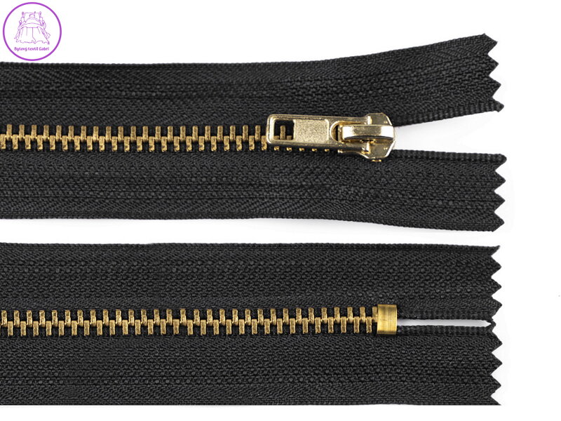 Kovový / mosazný zip šíře 4 mm délka 10 cm kalhotový Kovový / mosazný zip šíře 4 mm délka 10 cm kalhotový