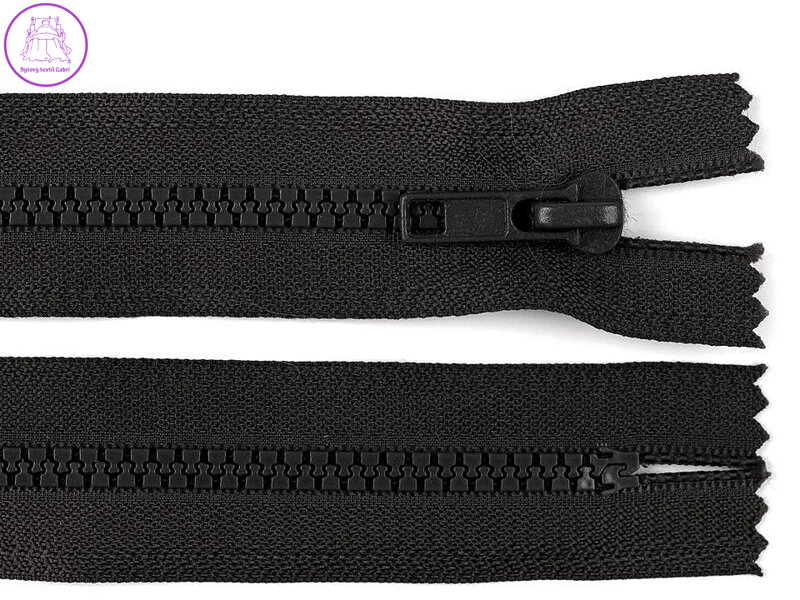 Zip kostěný šíře 5 mm délka 20 cm černý Zip kostěný šíře 5 mm délka 20 cm černý