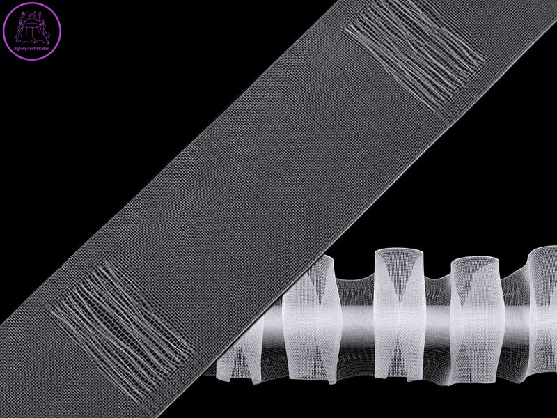 Záclonovka šíře 50 mm s poutky k navlečení na tyč, tužkové řasení