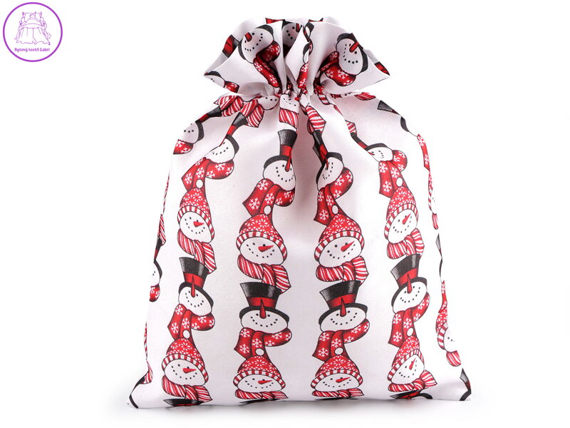Vánoční dárkový pytlík sněhulák 30x40 cm