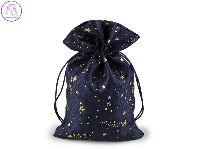Vánoční dárkový pytlík hvězdy 15x24 cm