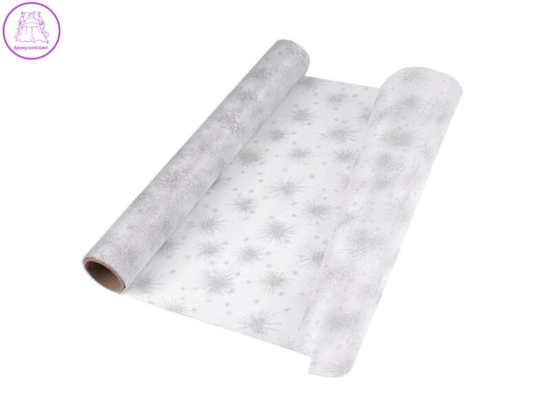 Vánoční organza s glitry šíře 36 cm