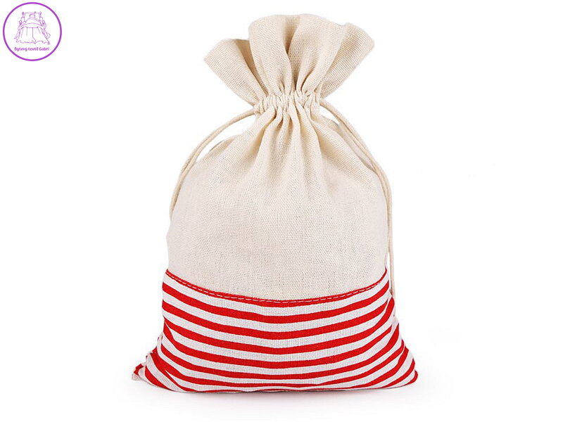 Lněný pytlík s proužky 18,5x28 cm
