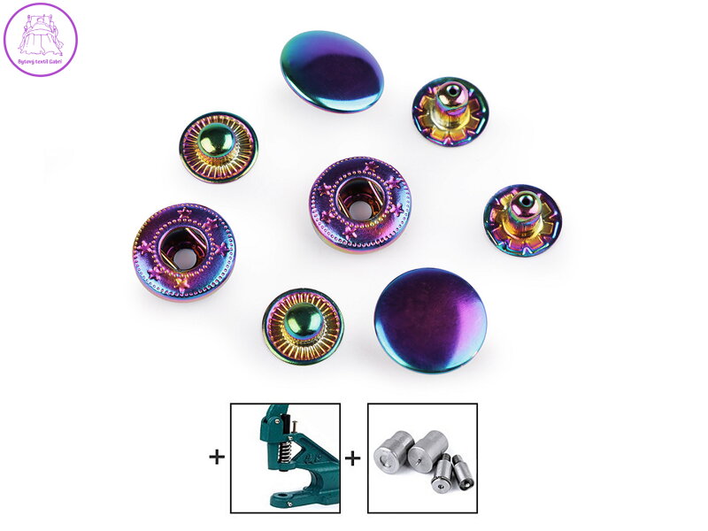 Kovové druky Ø15 mm duhový Kovové druky Ø15 mm duhový