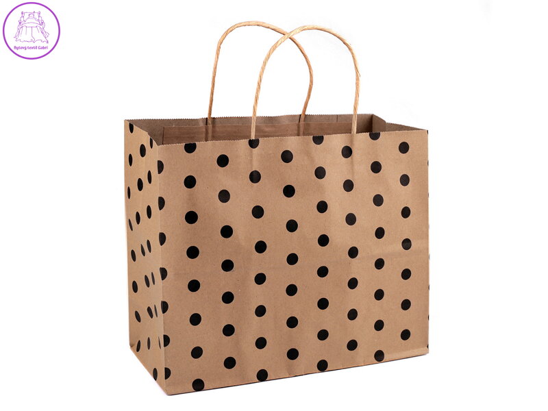 Papírová taška natural s puntíky