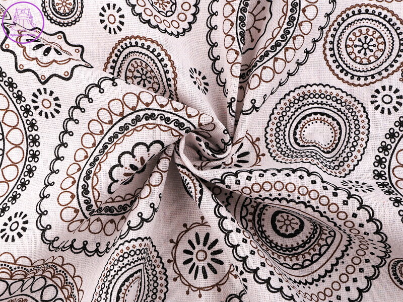 Bavlněná metráž / imitace lnu hrubší mandala Bavlněná metráž / imitace lnu hrubší mandala