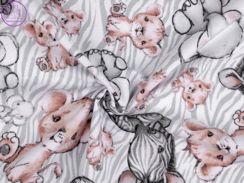 Bavlněný flanel safari zvířátka Bavlněný flanel safari zvířátka