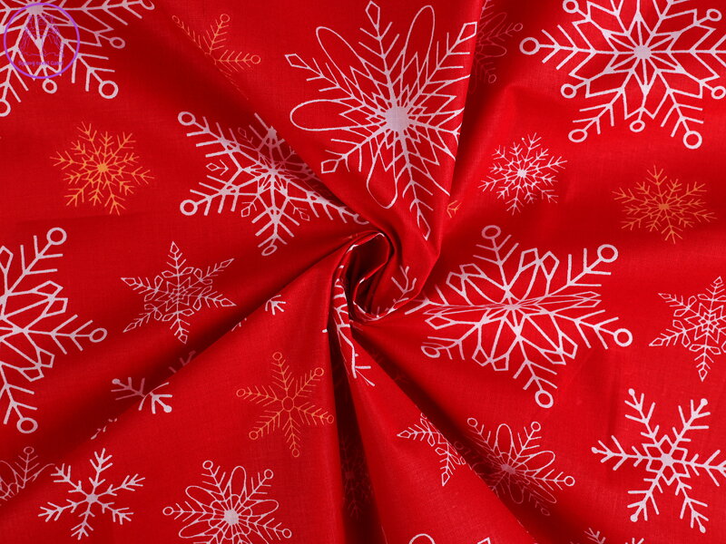 Vánoční bavlněná látka / plátno vločky