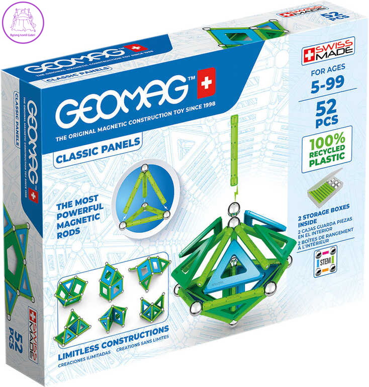 GEOMAG Classic Panels modrá 52 dílků Eko magnetická STAVEBNICE