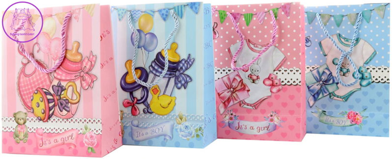 Taška dárková dětská baby Narození miminka 3D 18x23cm 4 druhy