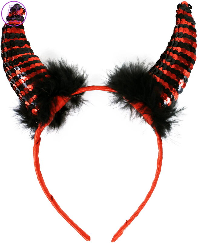 KARNEVAL Rohy čerta s peřím a flitry *KARNEVALOVÝ DOPLNĚK*