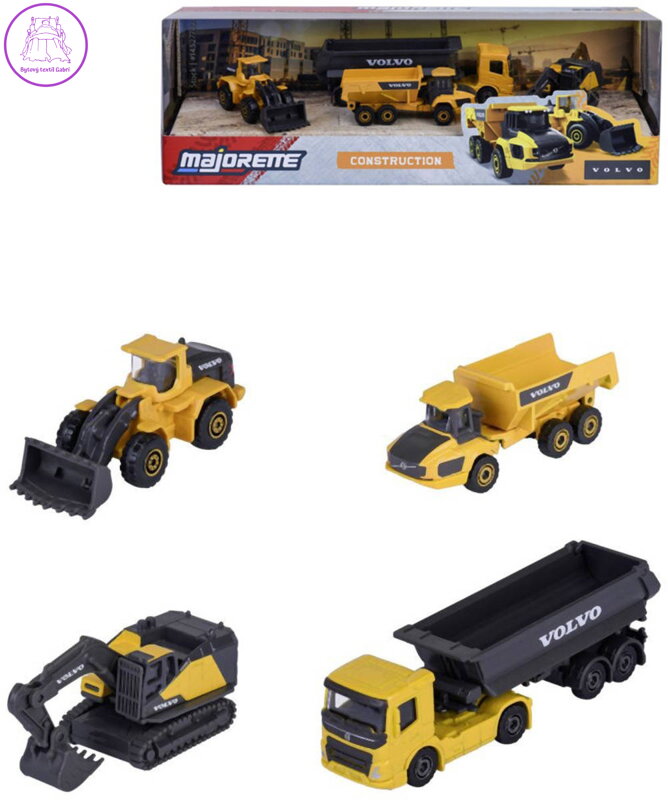 MAJORETTE Auto Volvo stavební kovové volný chod set 4ks