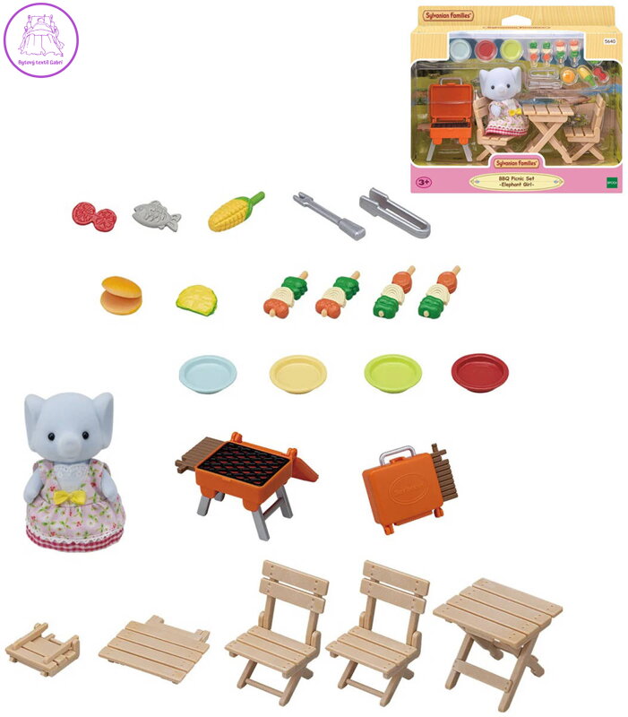 Sylvanian Families BBQ sada na piknik s figurkou slona doplněk k herním sadám