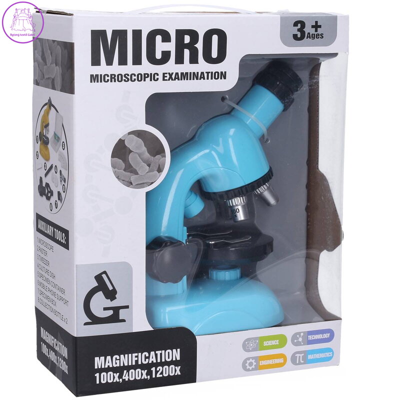 Mikroskop 21cm s držákem na mobil Zvětšení 100x, 400x, 1200x.