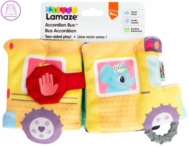 LAMAZE Leporelo autobus baby rozkládací autíčko textilní pro miminko