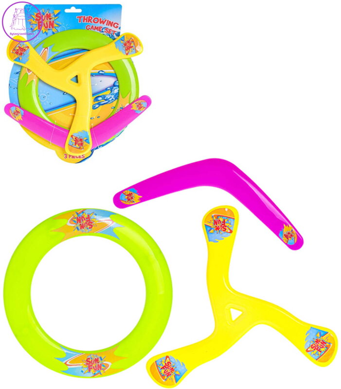 Sun Fun házecí venkovní set 2x bomerang + frisbee létající prstenec