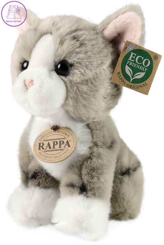 PLYŠ Kočka šedá 18cm sedící Eco-Friendly *PLYŠOVÉ HRAČKY*