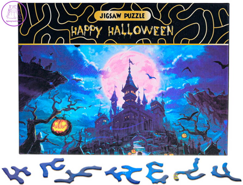 PUZZLE Happy Halloween Strašidelný zámek 75x50cm 468 dílků skládačka v krabici