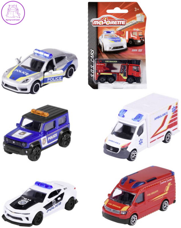 MAJORETTE Auto kovové záchranné složky SOS volný chod 6 druhů