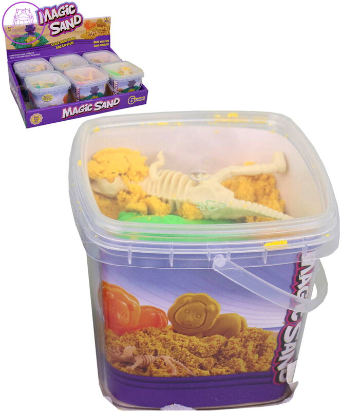 Písek magický Magic Sand 200g herní set s kostrou dinosaura 6 druhů