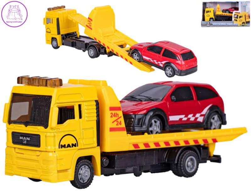 Auto odtahová služba MAN volný chod set odtahovka s autíčkem kov