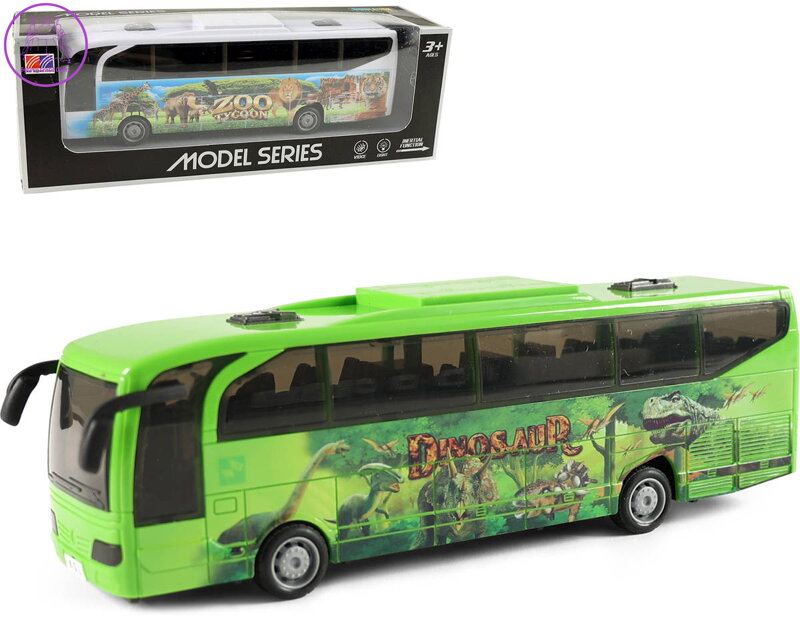 Autobus Dino / Zvířátka ZOO na setrvačník baterie Světlo Zvuk 2 druhy