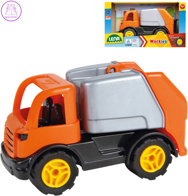 LENA Workies auto funkční popeláři baby set s popelnicí plast v krabici