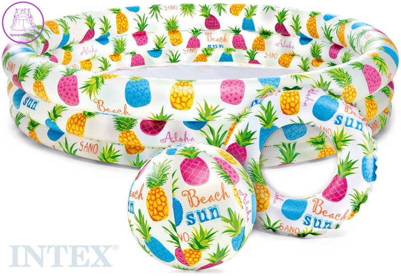 INTEX Nafukovací set bazén 132x28cm s míčem a plavacím kolem ananas do vody