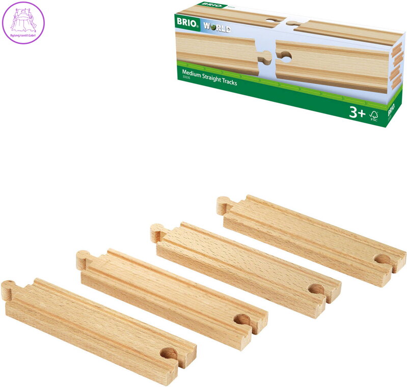 BRIO DŘEVO Kolej rovná střední set 4ks doplněk k vláčkodráze