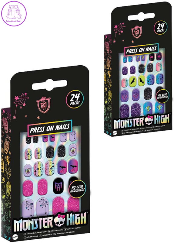 MONSTER HIGH Nalepovací dětské nehty set 24ks 2 barvy