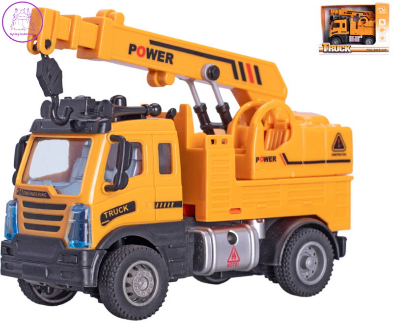 Auto pracovní stavební jeřáb zpětný chod žlutý plast