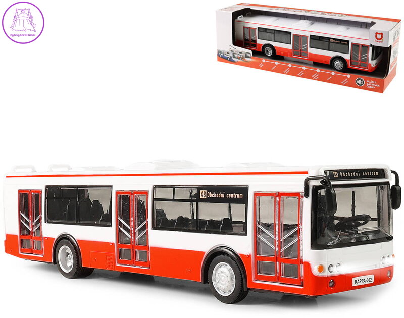 Autobus hlásí zastávky MHD Červený zpětný chod na baterie Světlo Zvuk CZ
