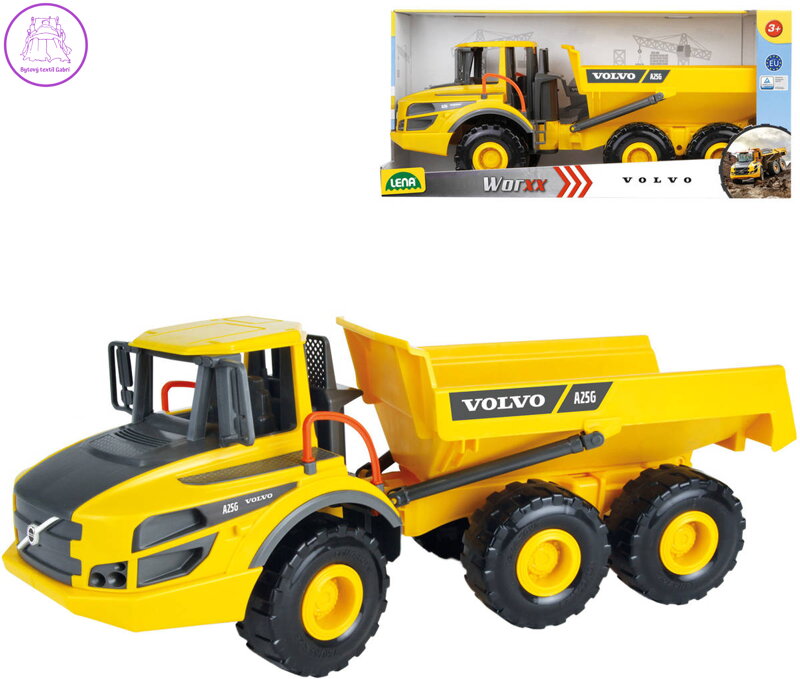 LENA Worxx auto funkční nákladní Volvo A25G žluté plast v krabici