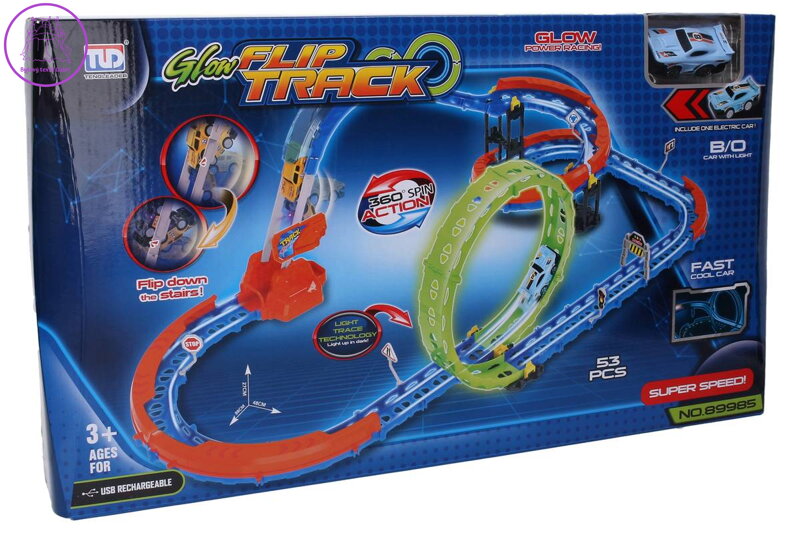 Dráha se svítícím autíčkem s dobíjecí baterií 3,7V