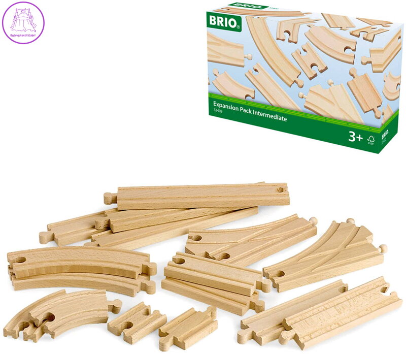 BRIO DŘEVO Zatáčka dlouhá oblouk set 16ks koleje doplněk k vláčkodráze