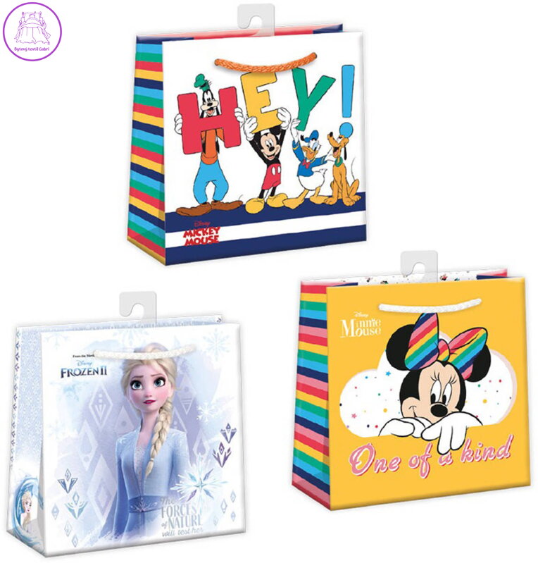 Taška dárková Disney mix 16x16cm papírová 3 druhy