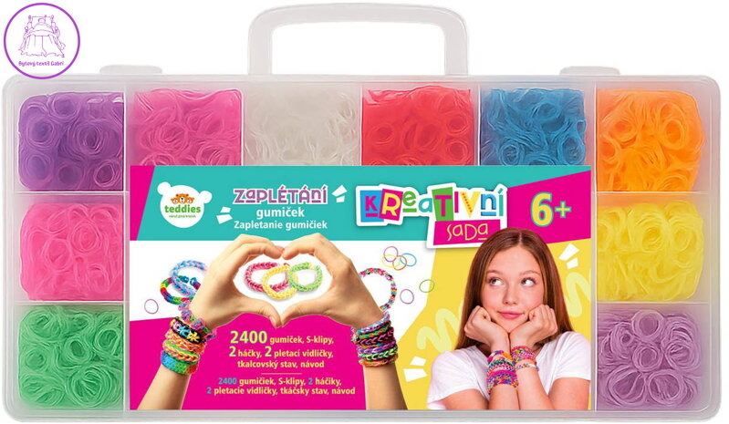 UDĚLEJ SI NÁRAMEK Gumičky LOOM BANDS 2400ks set s doplňky mix barev