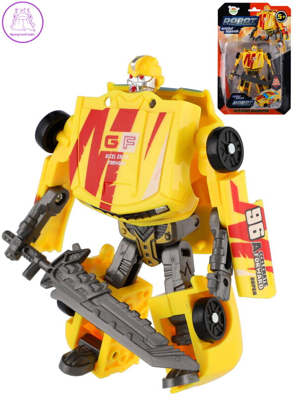 Transformer auto/robot 14cm transrobot bojový Žlutý s přeměnou 2v1