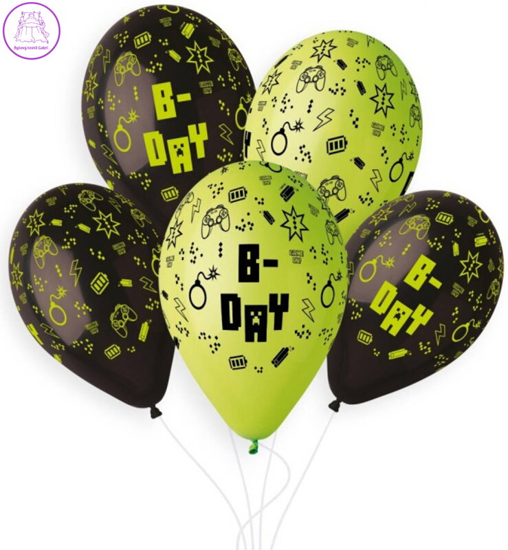 GEMAR Balónky nafukovací 26cm potisk narozeniny HAPPY B-DAY set 5ks