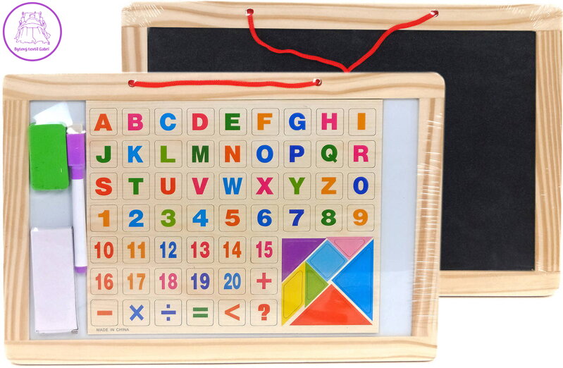 Tabule magnetická oboustranná na křídy / fixy set s písmenky a puzzle
