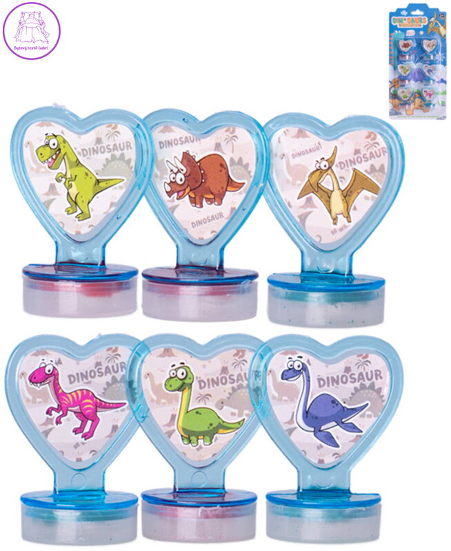 Razítka zvířátka dinosauři set 6ks dětská tiskátka na kartě