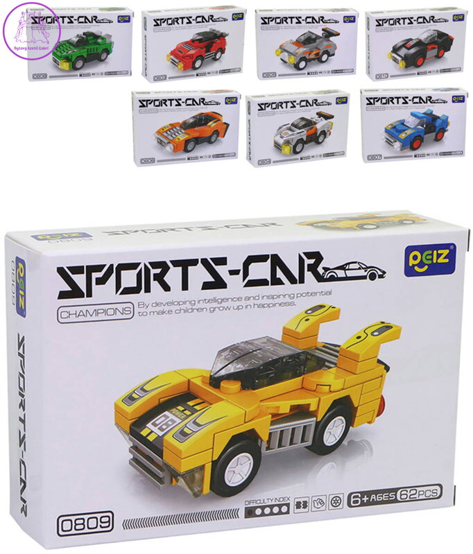 STAVEBNICE Auto sportovní volný chod 55-62 dílků 8 druhů