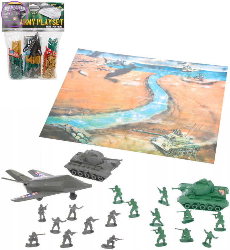 Vojenská army sada figurky vojáci 2 vojska s herním pozadím 2 barvy