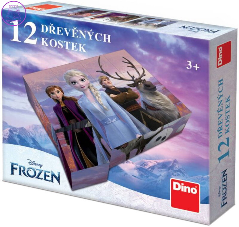 DINO DŘEVO Kubus Frozen 2 (Ledové Království) obrázkové kostky set 12ks