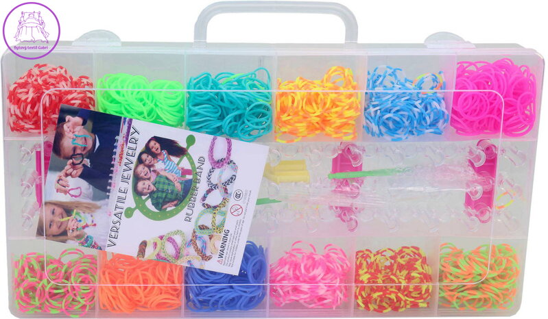 UDĚLEJ SI NÁRAMEK Gumičky LOOM BANDS 1400ks set s doplňky mix barev