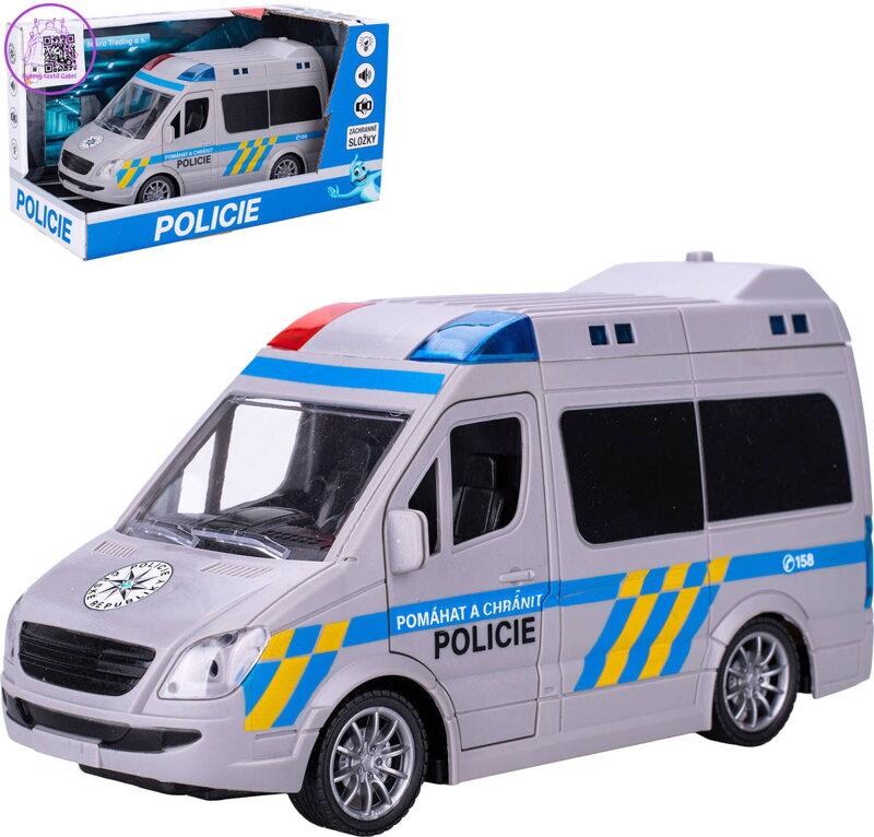 Auto dodávka česká policie CZ design na setrvačník na baterie Světlo Zvuk