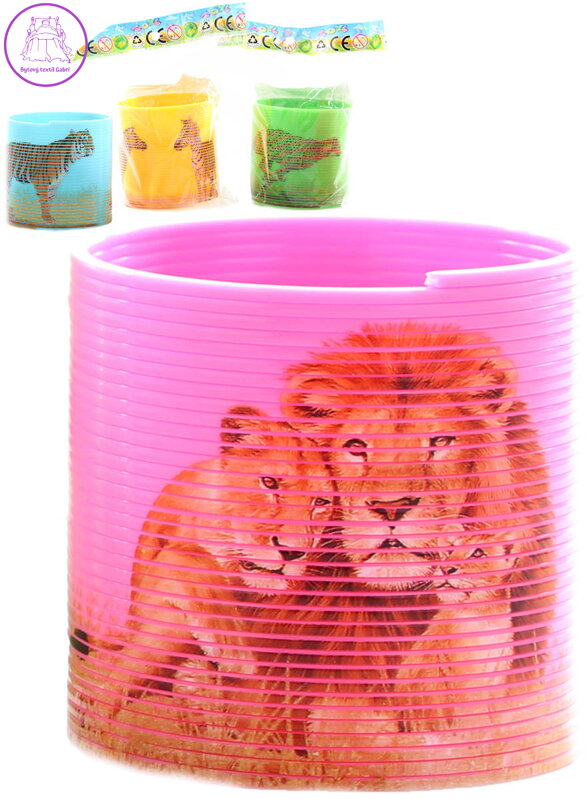 Pružina magická barevná zvířata safari 4 druhy plast