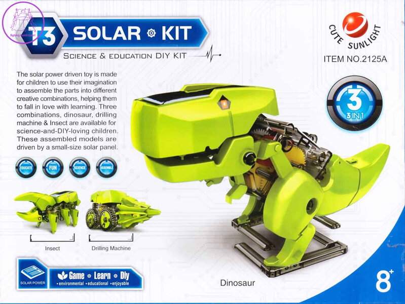 Robotická stavebnice dino 3v1 funkční modely na solární pohon