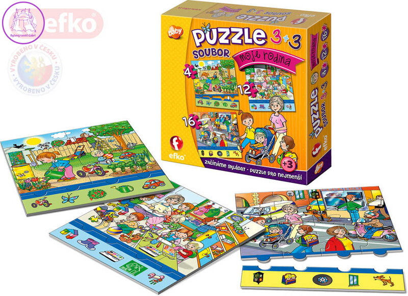 EFKO Puzzle baby Moje rodina skládačka 3v1 set 32 dílků 15x15cm v krabici